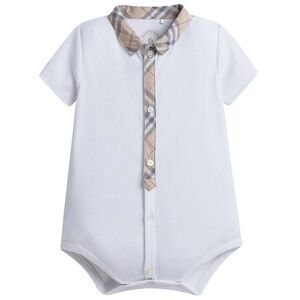 BURBERRY tan plaid polo onesie